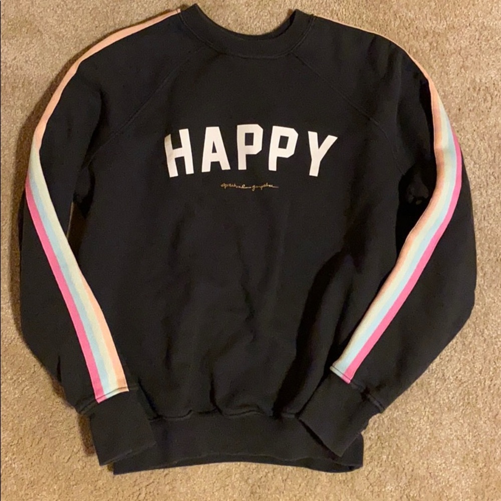 Spiritual Gangster Happy striped sweatshirt sz XS